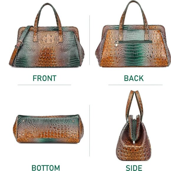 Elegant Peacock Crocodile Handbag - Multi-Pocket Vegan Leather Crossbody Design - Picture 4 of 6